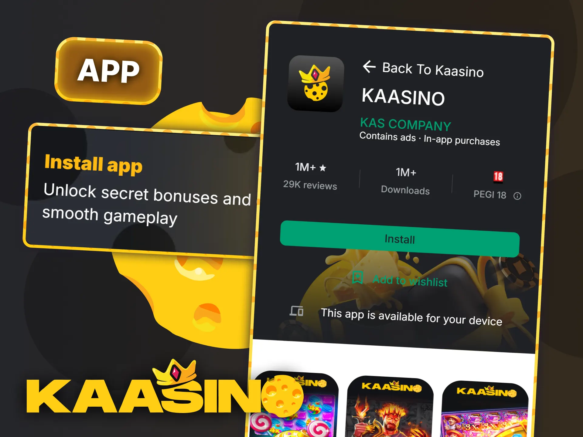 Download the official Kaasino app from the main page.