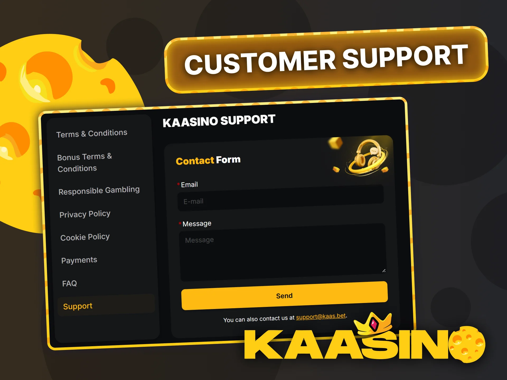 Access the main customer support portal on Kaasino.