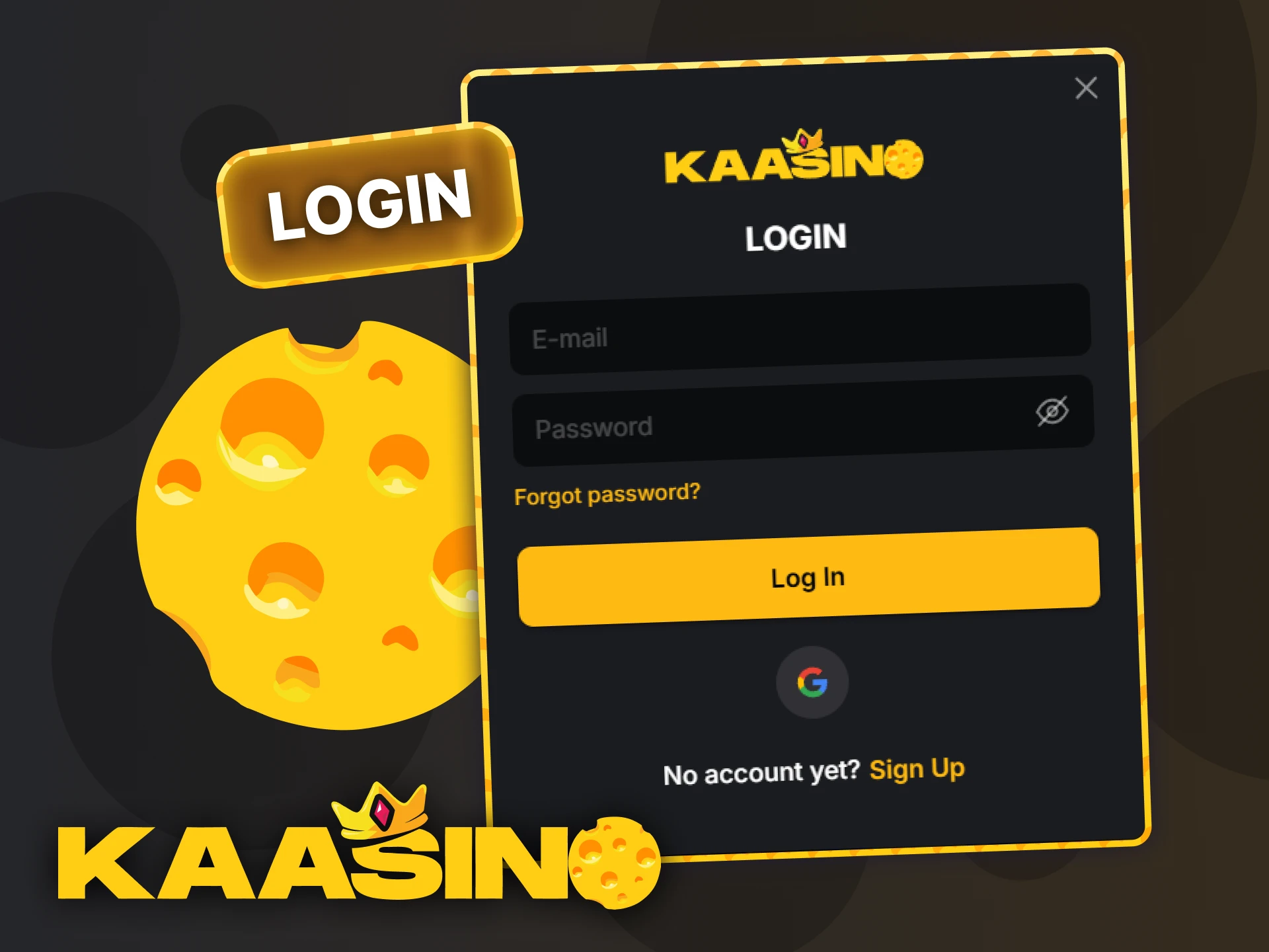 Access the main login panel to enter your Kaasino account.