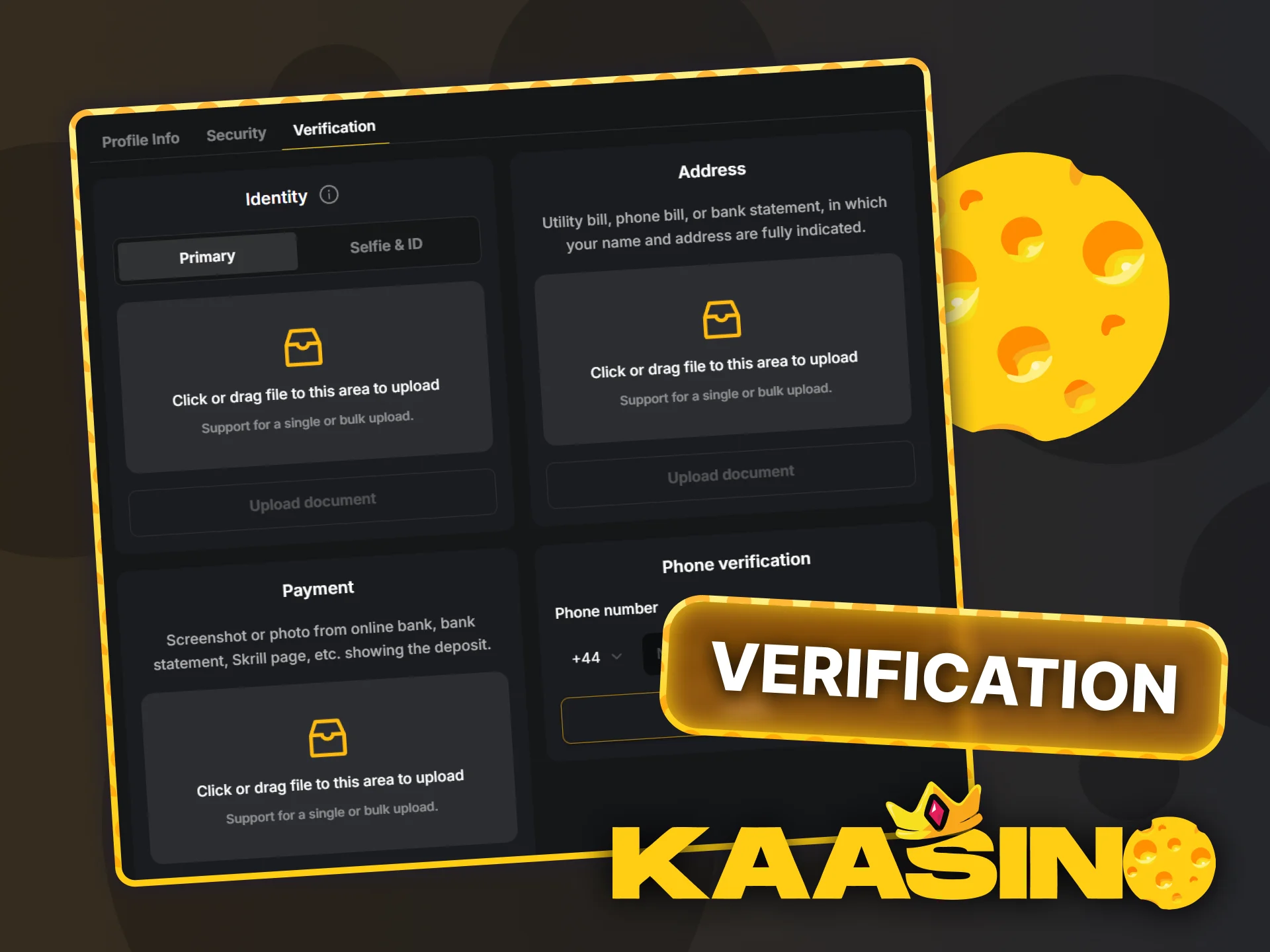 Verify your personal details from the main Kaasino dashboard.